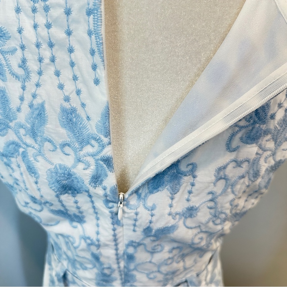 Calvin Klein White and Light Blue Lace Midi Dress - Picture 6 of 11